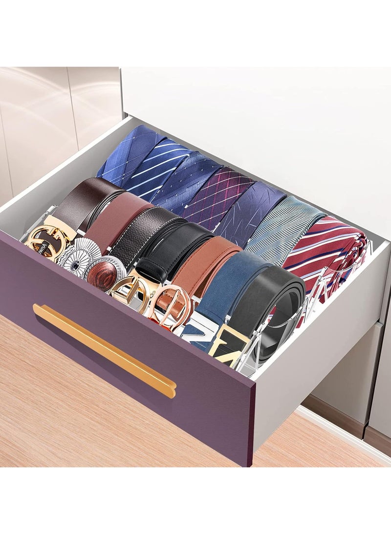 Meetion Acrylic Belt Organizer, 7 Compartments Belt Storage Holder for Closet Drawer, Clear Belt Box Container Display Case with Display Stand for Tie Bow Tie Jewelry Watch  - Image 4