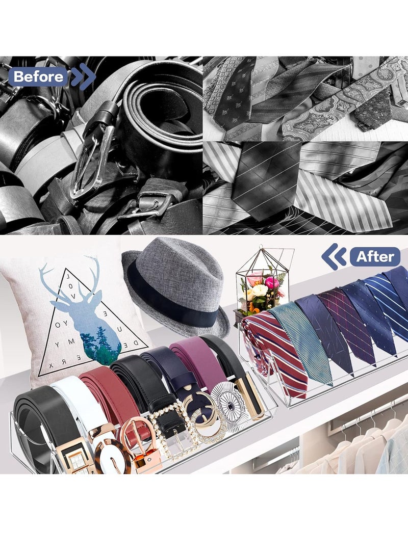 Meetion Acrylic Belt Organizer, 7 Compartments Belt Storage Holder for Closet Drawer, Clear Belt Box Container Display Case with Display Stand for Tie Bow Tie Jewelry Watch  - Image 5