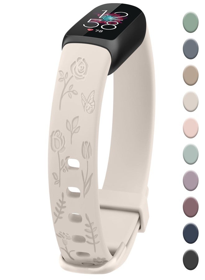 اي كي سوار منقوش بنقوش زهرية متوافق مع أساور Fitbit Luxe للنساء، أساور رياضية بديلة ناعمة لسوار Fitbit Luxe لتتبع اللياقة البدنية والصحة (ستارلايت) - Image 1