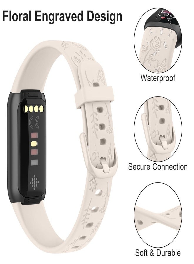 اي كي سوار منقوش بنقوش زهرية متوافق مع أساور Fitbit Luxe للنساء، أساور رياضية بديلة ناعمة لسوار Fitbit Luxe لتتبع اللياقة البدنية والصحة (ستارلايت) - Image 4