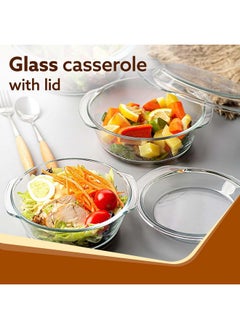 AGARO AGARO Elite Borosilicate Glass Casserole with Lid, Set of 2, 700ml & 1000 ml, Serving Bowl, Kitchen, Oven & Microwave, Dishwasher and Freezer Safe, Scratch Resistant, Transparent.  - Image 2