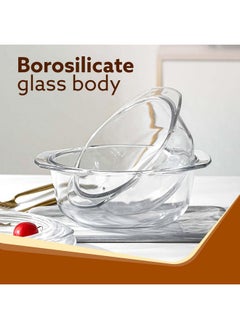 AGARO AGARO Elite Borosilicate Glass Casserole with Lid, Set of 2, 700ml & 1000 ml, Serving Bowl, Kitchen, Oven & Microwave, Dishwasher and Freezer Safe, Scratch Resistant, Transparent.  - Image 3
