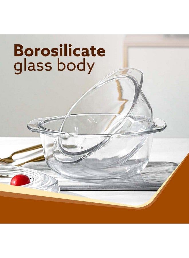 AGARO Elite Borosilicate Glass Casserole with Lid, Set of 2, 700ml & 1000 ml, Serving Bowl, Kitchen, Oven & Microwave, Dishwasher and Freezer Safe, Scratch Resistant, Transparent. - Image 3