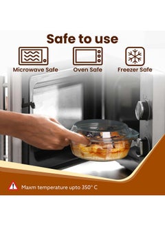 AGARO AGARO Elite Borosilicate Glass Casserole with Lid, Set of 2, 700ml & 1000 ml, Serving Bowl, Kitchen, Oven & Microwave, Dishwasher and Freezer Safe, Scratch Resistant, Transparent.  - Image 4