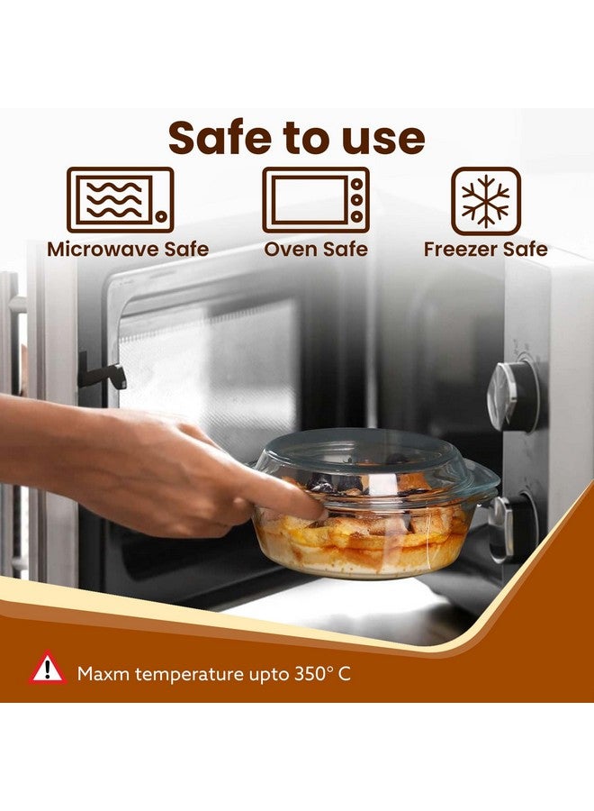 AGARO Elite Borosilicate Glass Casserole with Lid, Set of 2, 700ml & 1000 ml, Serving Bowl, Kitchen, Oven & Microwave, Dishwasher and Freezer Safe, Scratch Resistant, Transparent. - Image 4