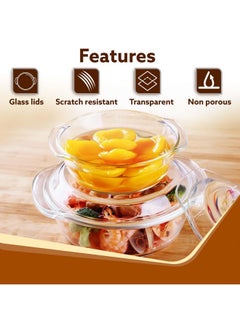 AGARO AGARO Elite Borosilicate Glass Casserole with Lid, Set of 2, 700ml & 1000 ml, Serving Bowl, Kitchen, Oven & Microwave, Dishwasher and Freezer Safe, Scratch Resistant, Transparent.  - Image 5