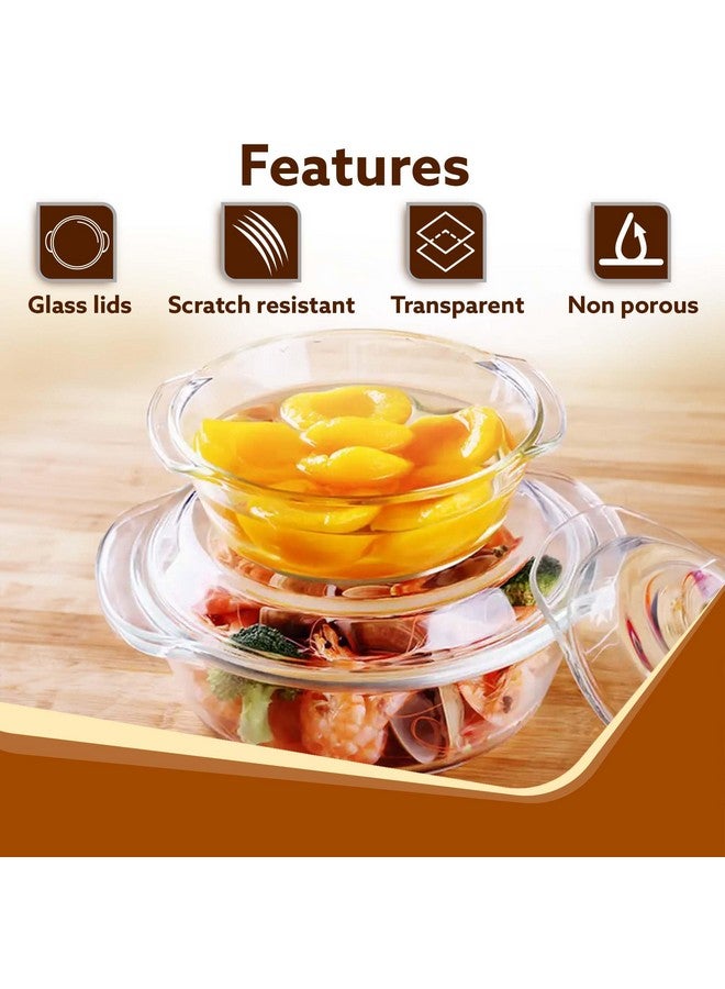 AGARO Elite Borosilicate Glass Casserole with Lid, Set of 2, 700ml & 1000 ml, Serving Bowl, Kitchen, Oven & Microwave, Dishwasher and Freezer Safe, Scratch Resistant, Transparent. - Image 5