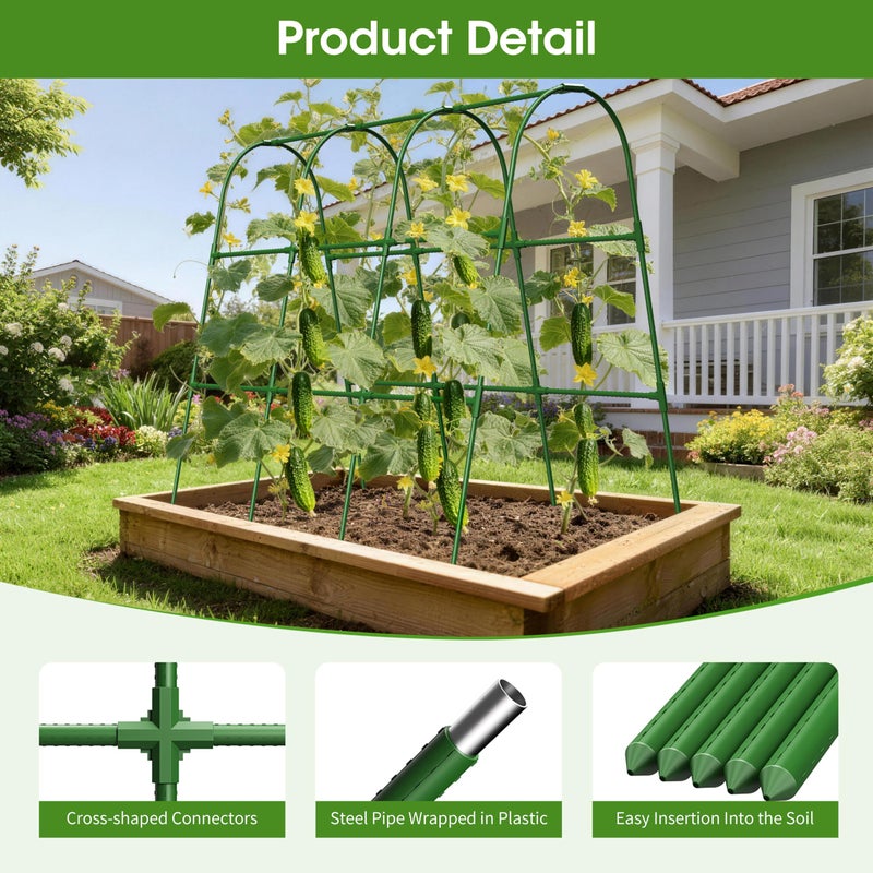 MQHUAYU Cucumber Trellis for Raised Bed,U-Shape Garden Trellis for Climbing Plants Outdoor, Metal Arch Vegetables Trellis, Plant Support for Vine (Green, 47.2x47.2 X21.6) - Image 2