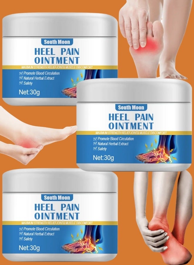 SOUTH MOON 3 Pcs Heel Pain Ointment (3x30G) Pain Relief Cream for Joints and Muscle Discomfort Rheumatism Arthritis Pain Ointment Natural Herbal Extract Foot Heel Ankle Sprain Feet Numbness Relief Cream Fast Effective And Safe Heel Balm - Image 1