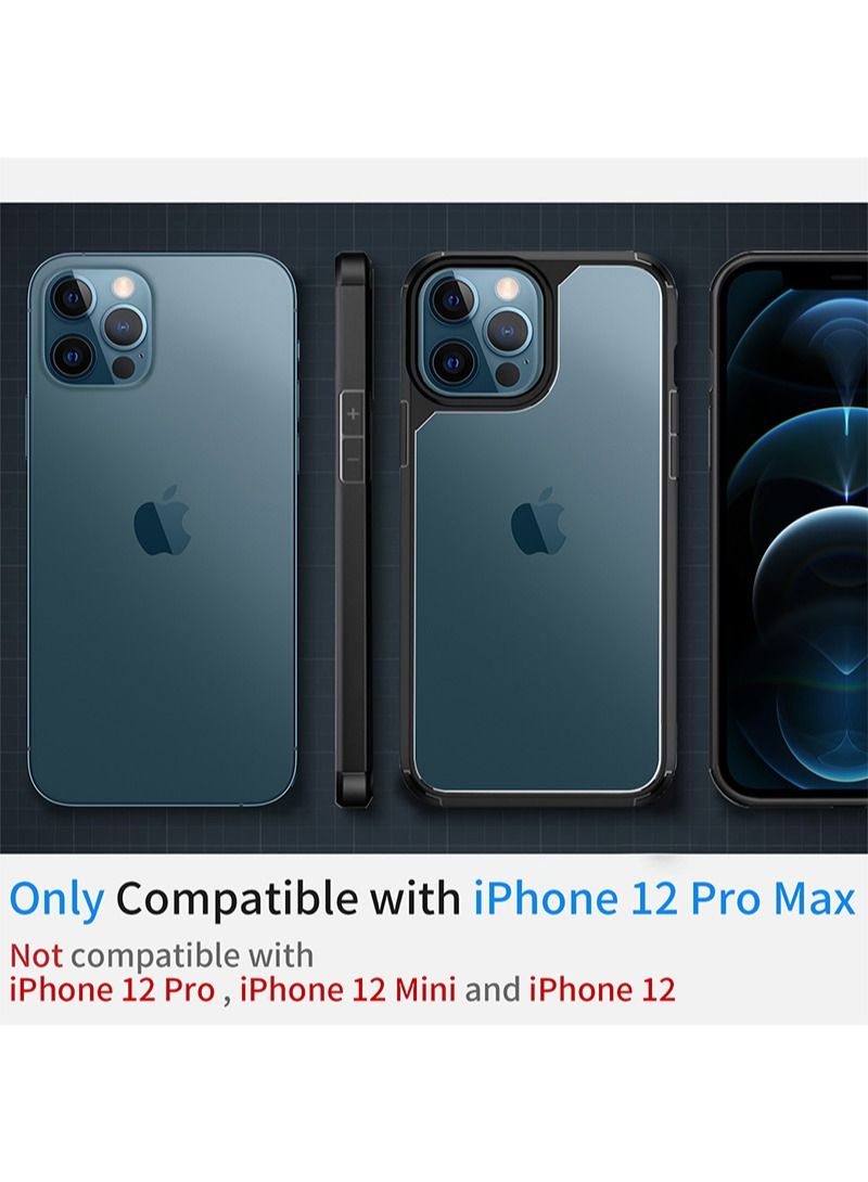 INFOSUN iPhone 12 Pro Max Case Clear Cover Ultra Thin Silicone Shockproof Hard Back Cases Transparent Protective Slim Phone Case for Apple iPhone 12 Pro Max 6.7 inch - Black  - Image 2