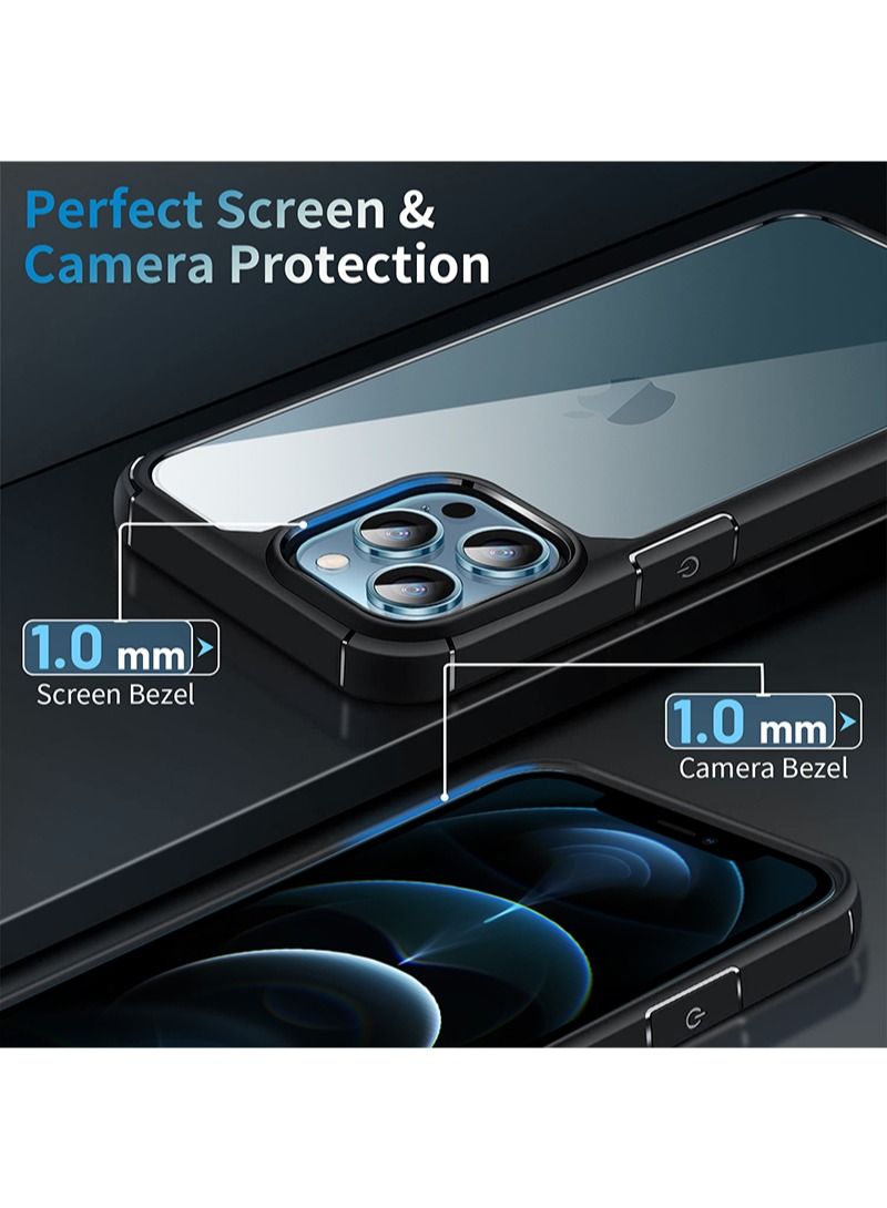 INFOSUN iPhone 12 Pro Max Case Clear Cover Ultra Thin Silicone Shockproof Hard Back Cases Transparent Protective Slim Phone Case for Apple iPhone 12 Pro Max 6.7 inch - Black  - Image 4