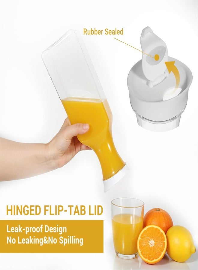 Kifmurase 6Pcs Plastic Water Carafe with Flip Top Lid, 50 Oz Square Base Clear Plastic Juice Container Pitcher, Milk Bottle, Clear Beverage Containers for Water, Iced Tea, Juice, Beverage, Milk - Image 3