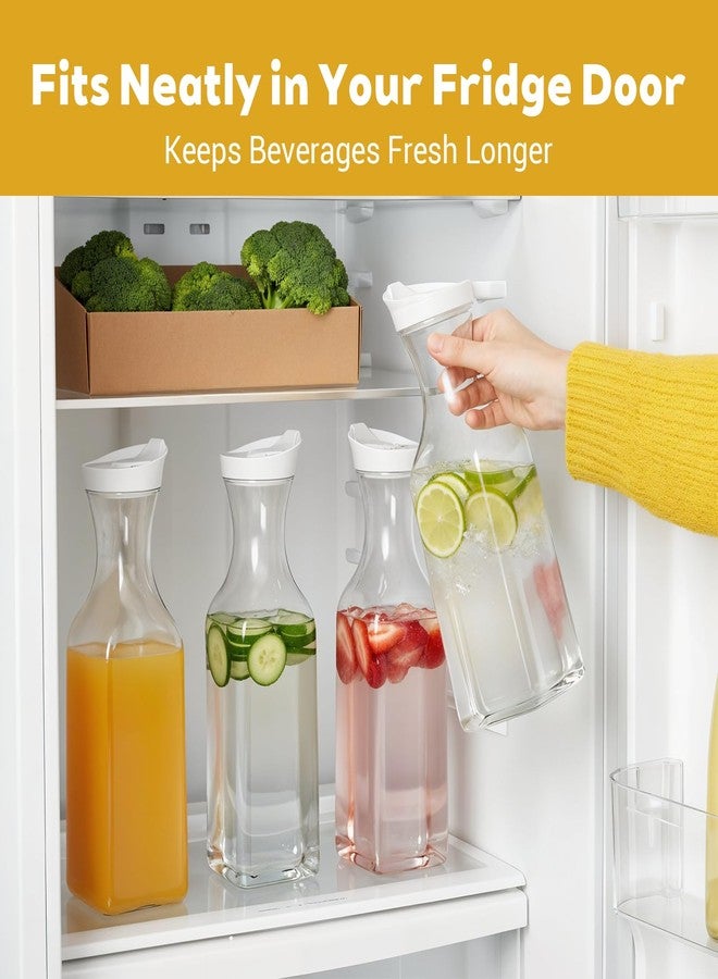 Kifmurase 6Pcs Plastic Water Carafe with Flip Top Lid, 50 Oz Square Base Clear Plastic Juice Container Pitcher, Milk Bottle, Clear Beverage Containers for Water, Iced Tea, Juice, Beverage, Milk - Image 4