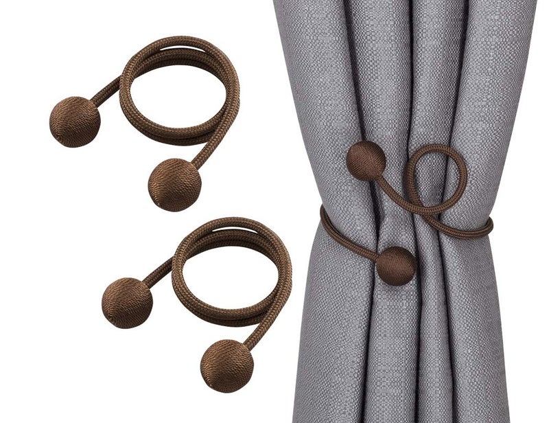 Easy Home 2pcs Twist Curtain Tiebacks Creative Window Drape Curtain Hold Back Decorative Holdbacks Coffee 25inch