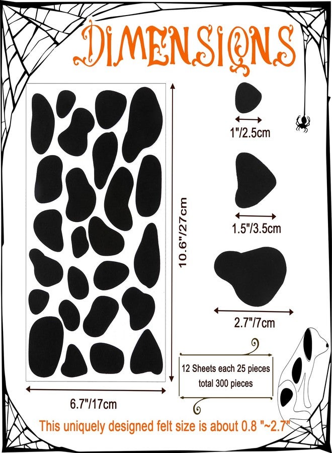 Caydo 12 Sheets Black Self Adhesive Felt Spotty Dog Circles Felt Pads for Kids Halloween Party Dalmatian Costume DIY Decoration (300 Pieces) - Image 2