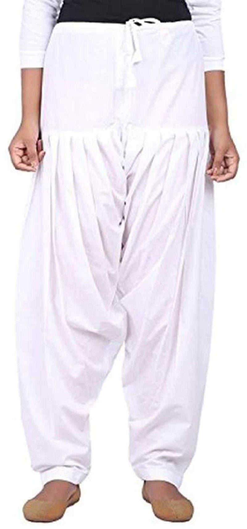 ANARO Black Combo Cotton Patiala Salwar Pants for Womens and Girls (Black and White, 48W X 40L) - Image 4