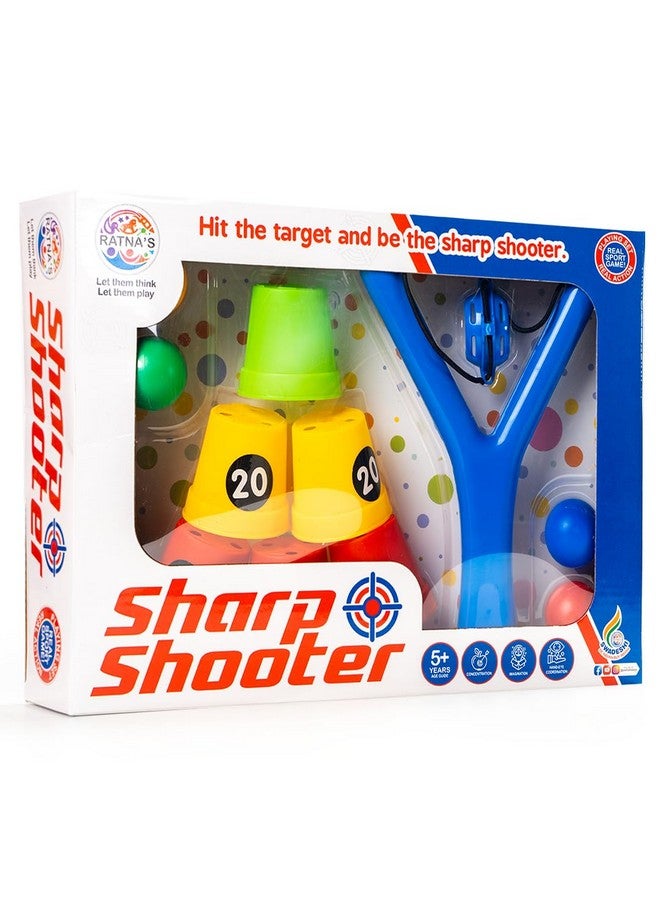 Ratna's Sharp Shooter with 6 Plastic Cup Targets & 4 Balls, Slingshot Catapult Gulel Power Blaster Archery for Kids 5+ Years (Multicolour) - Image 5