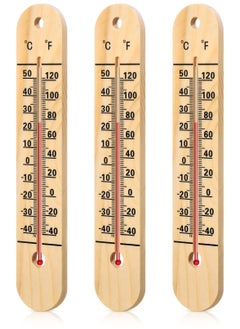 Excefore Wall Thermometer, Indoor Outdoor Thermometers, 10.5 Inch Wooden Double Scales Thermometer, for Home, Office, Patio, Porch, Warehouse, Greenhouse Garden Weather (3 Pcs)  - Image 1