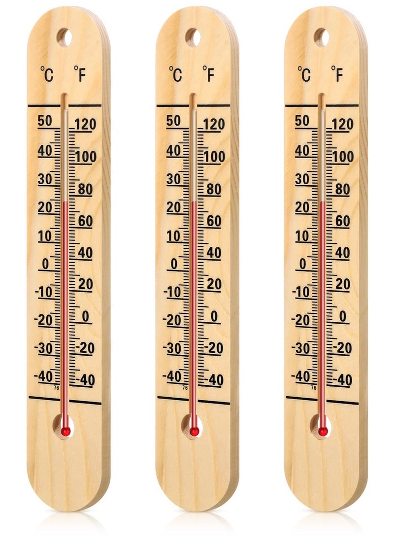 Excefore Wall Thermometer, Indoor Outdoor Thermometers, 10.5 Inch Wooden Double Scales Thermometer, for Home, Office, Patio, Porch, Warehouse, Greenhouse Garden Weather (3 Pcs)  - Image 1