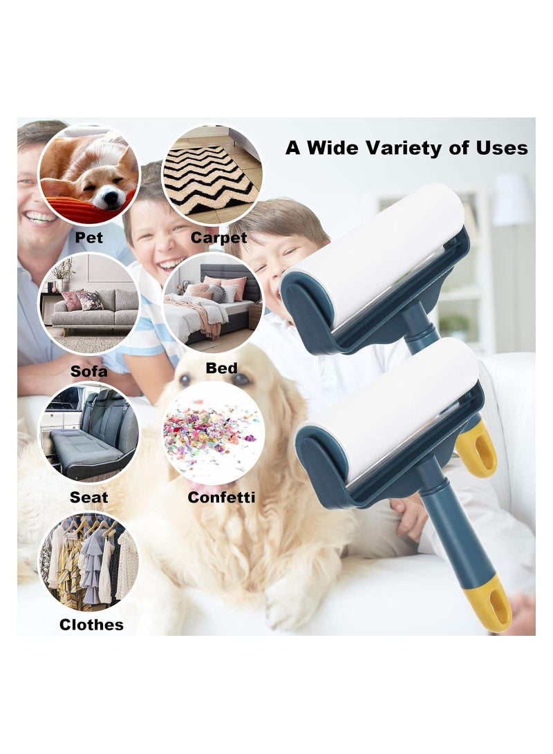 Pet Hair Lint Roller Set - 720 Sheets, 12 Refills, Extra Sticky - Dog Cat Hair Remover for Furniture, Clothes, Carpet, Couch - Large Roller, 2 Handles - Image 3
