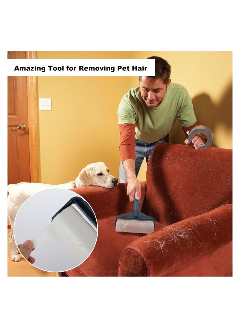 Pet Hair Lint Roller Set - 720 Sheets, 12 Refills, Extra Sticky - Dog Cat Hair Remover for Furniture, Clothes, Carpet, Couch - Large Roller, 2 Handles - Image 2