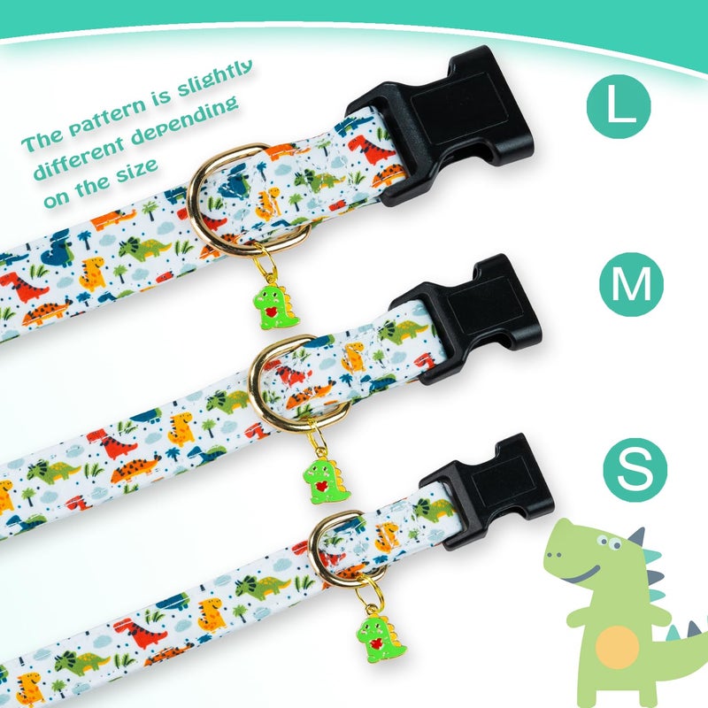 PREHAI Cute Cotton Dog Collar for Small Medium Large Dogs Special Design Cute White Dinosaur Dog Collar for Boy Male Dogs Soft Adjustable Dinosaur Puppy Collars for Boy Male Dogs Pet Collar - Image 5