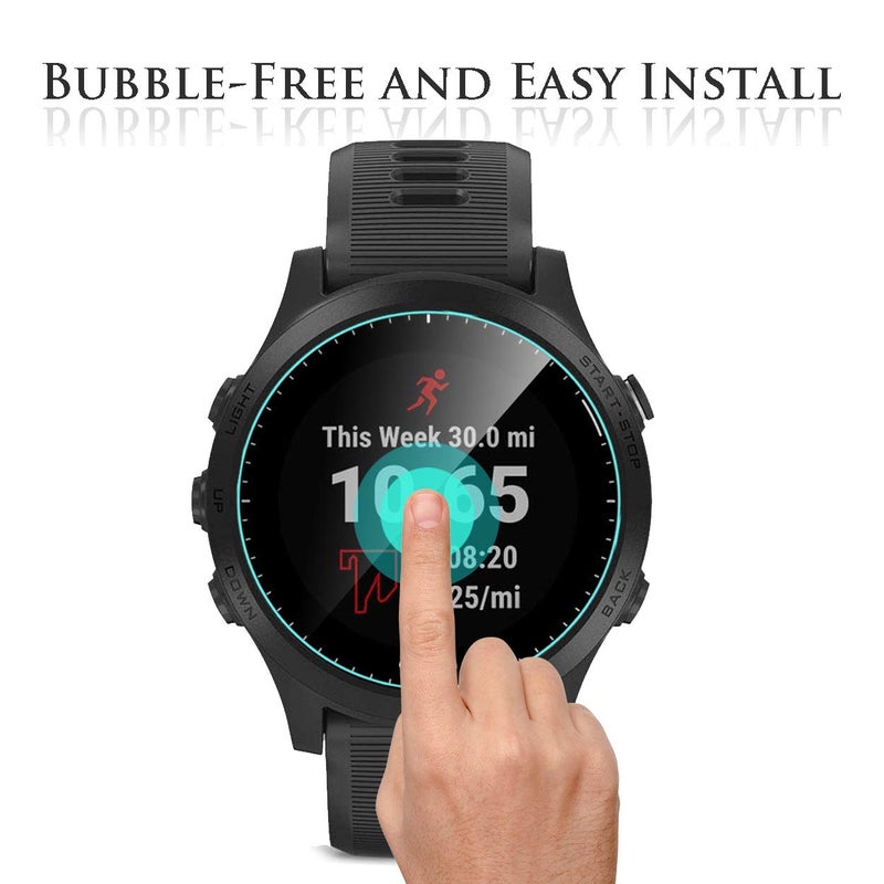 Orzero (4 Pack) Tempered Glass Screen Protector Compatible for Garmin Forerunner 945, 2.5D Arc Edges 9 Hardness HD Anti-Scratch Bubble-Free - Image 2