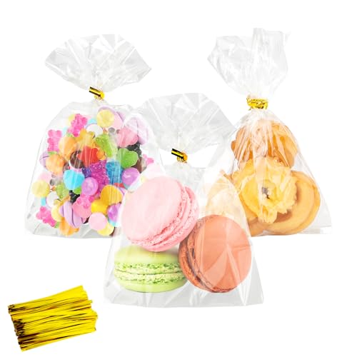 Cidenbio 100 PCS Cellophane Treat Bags 4x6 In Clear Cellophane Gift Bags with Twist Ties Plastic Goodie Bag for Party Favor Cookie Candy Popcorn Bakery Chocolate Gift Wrapping - Image 2