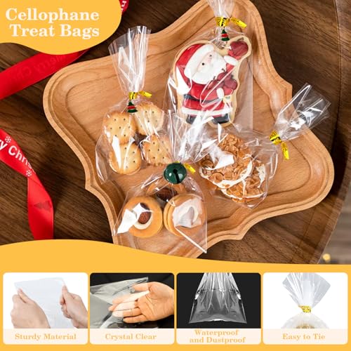 Cidenbio 100 PCS Cellophane Treat Bags 4x6 In Clear Cellophane Gift Bags with Twist Ties Plastic Goodie Bag for Party Favor Cookie Candy Popcorn Bakery Chocolate Gift Wrapping - Image 5