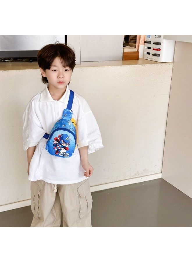 This Year's Children's Bag Boys And Girls Fashion Cartoon Coin Purse Messenger Bag Outdoor Leisure Small Backpack Chest Bag-Color:Blue Beauty Team  - Image 3
