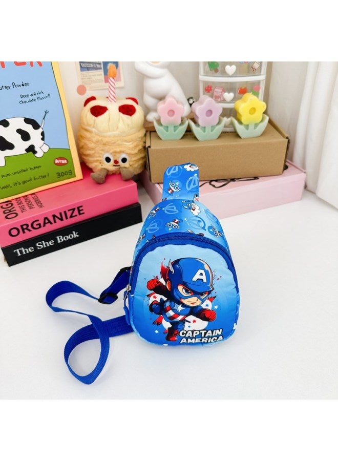 This Year's Children's Bag Boys And Girls Fashion Cartoon Coin Purse Messenger Bag Outdoor Leisure Small Backpack Chest Bag-Color:Blue Beauty Team  - Image 1