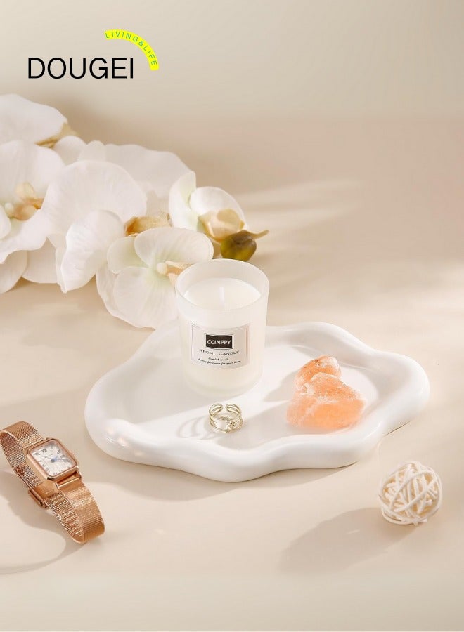 دوغي طبق حلية صينية مجوهرات سيراميك ، صينية مفاتيح سحابة زخرفية للنساء ، طبق حامل خاتم ، لطيف لوحة مجوهرات وعاء ديكور غرفة جمالية ، أبيض ، متوسط - Image 2