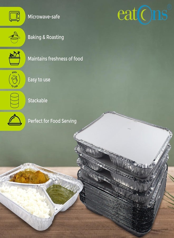 EATONS Aluminium Food Container with 3 Compartments [Pack of 100] | Durable,Leak-Resistant, Food Grade, Oven-Safe Foil Tray for Meal Prep, Food Storage & Takeaway - Image 3