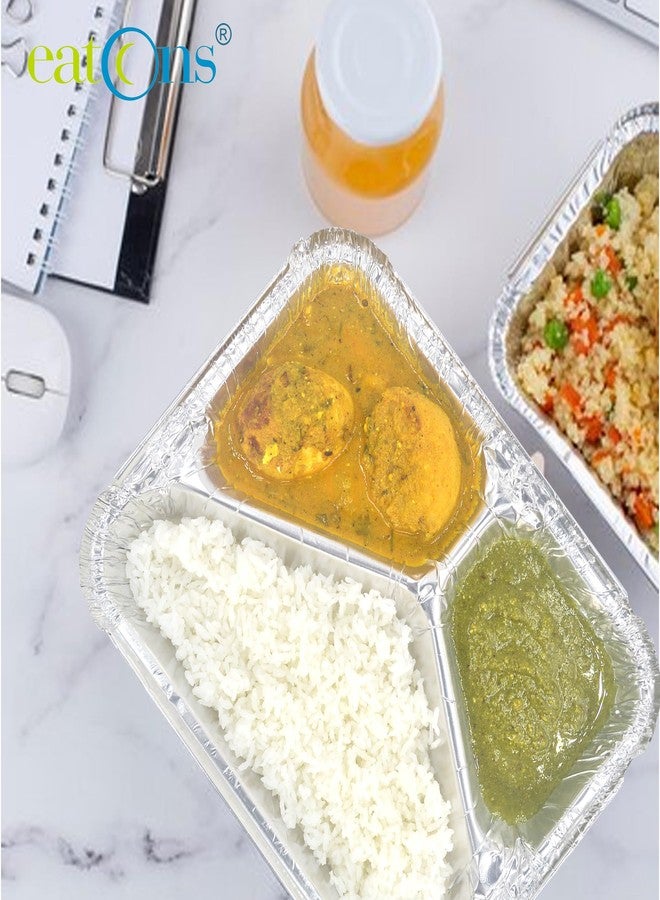 EATONS Aluminium Food Container with 3 Compartments [Pack of 100] | Durable,Leak-Resistant, Food Grade, Oven-Safe Foil Tray for Meal Prep, Food Storage & Takeaway - Image 4