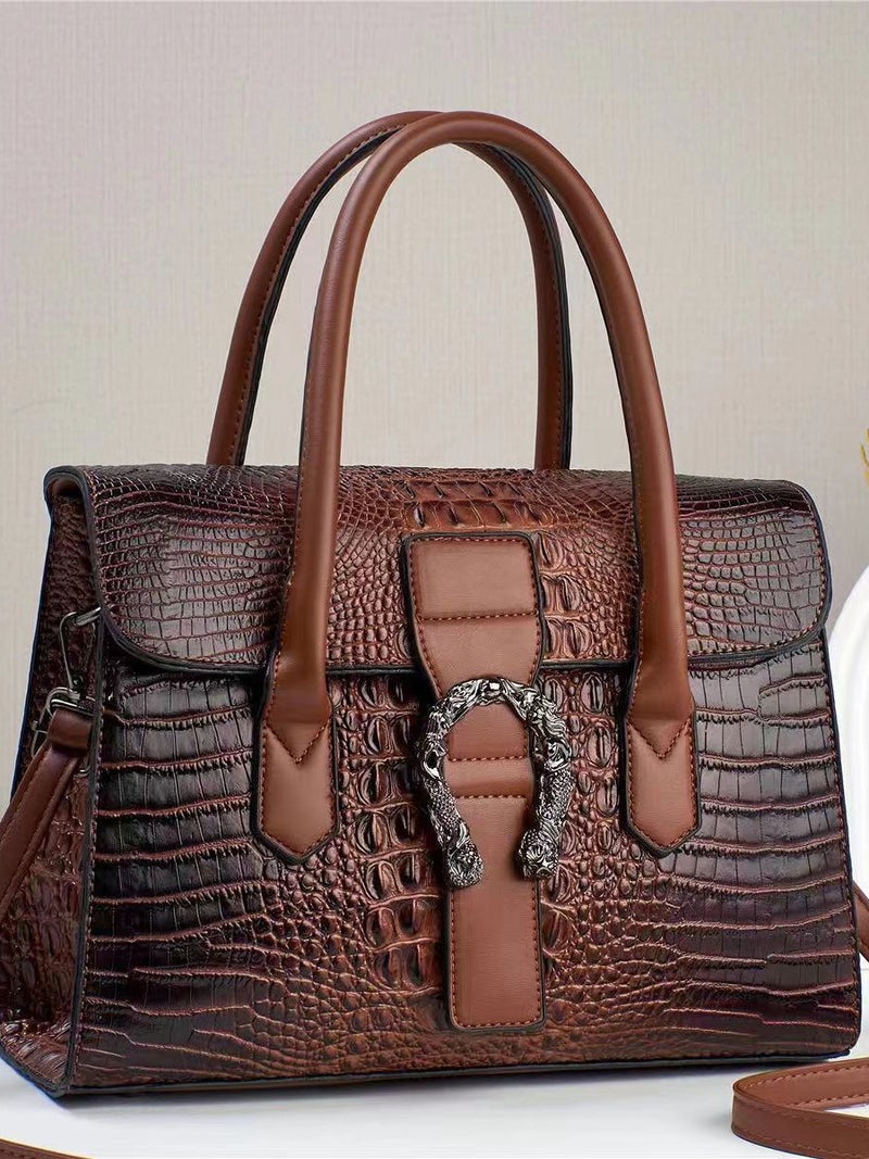 High-End Fashion Crocodile Pattern Handbag Fashion Women'S Bag Large Capacity All-Match Shoulder Messenger Bag - Image 3