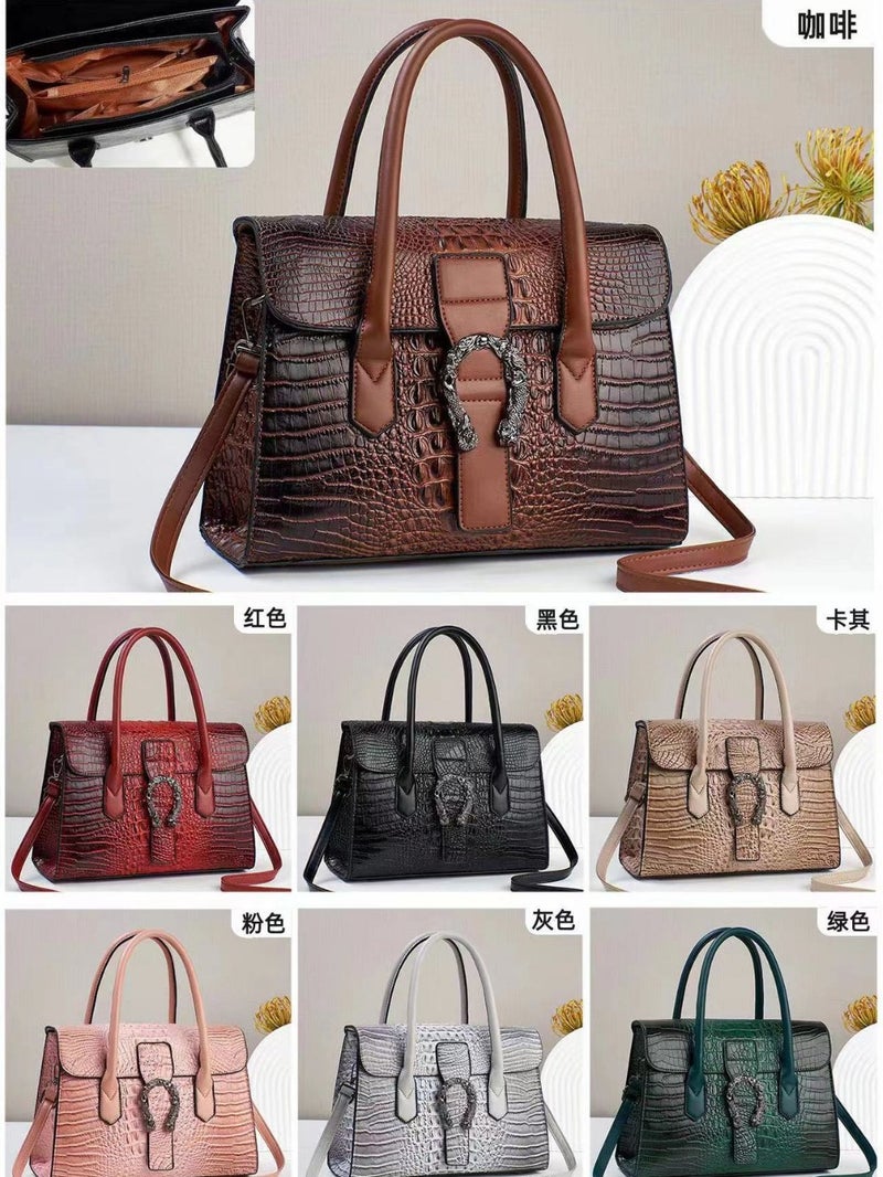 High-End Fashion Crocodile Pattern Handbag Fashion Women'S Bag Large Capacity All-Match Shoulder Messenger Bag - Image 2