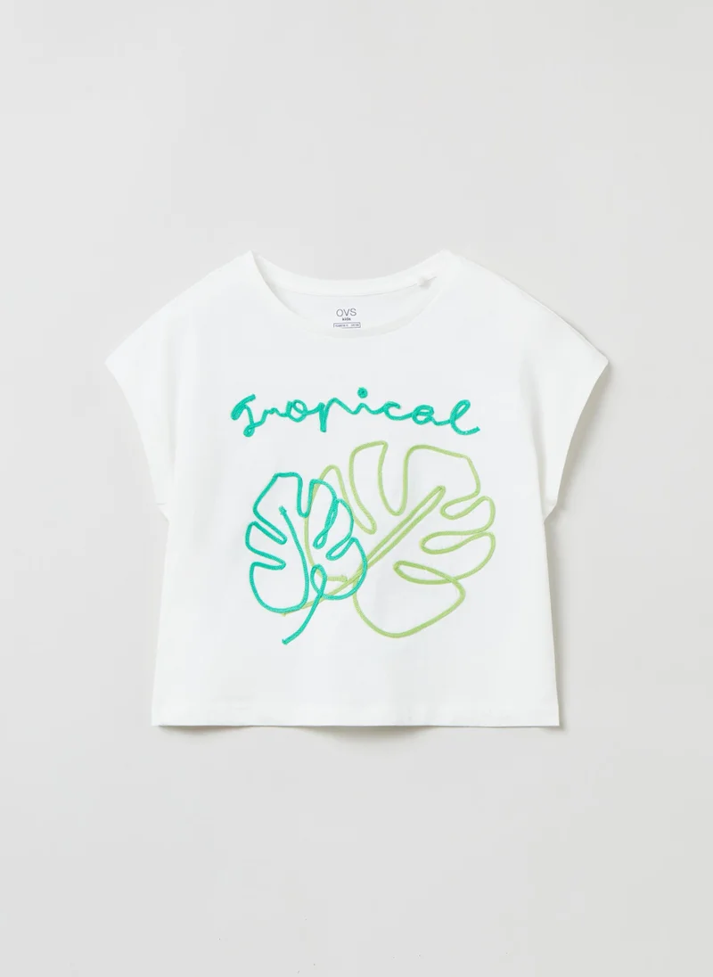 Ovs Cropped T-shirt with embroidery
