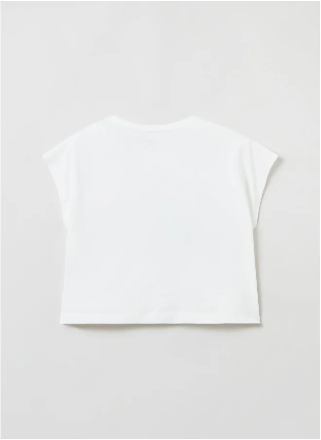 Ovs Cropped T-shirt with embroidery