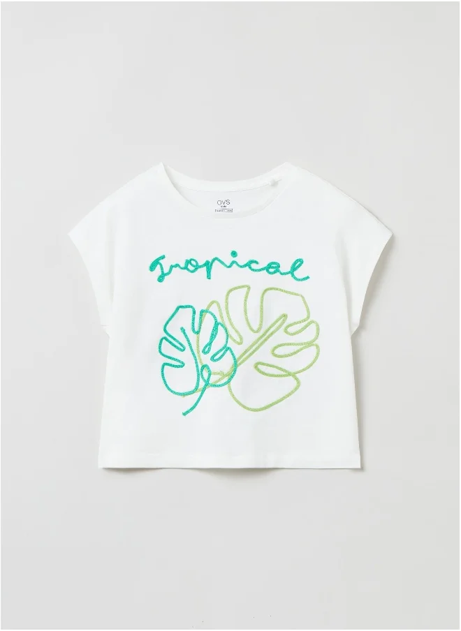 Ovs Cropped T-shirt with embroidery