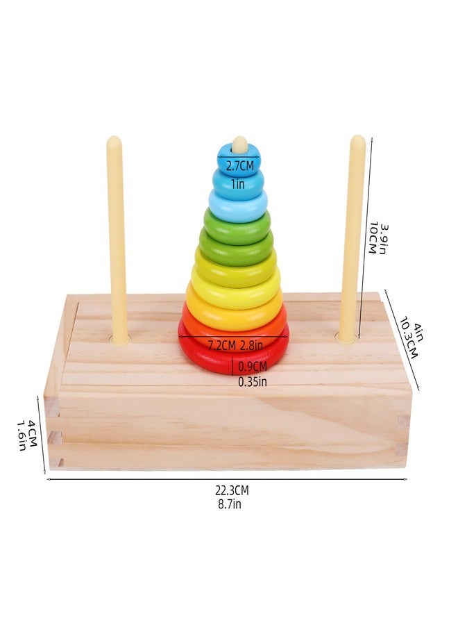 GEMEM Tower of Hanoi,Wooden Towers of 10 Rings Puzzle with Storage Box Logic Puzzle Brain Teaser Intellectual,STEM Logical Game Travel Toy Family Game Column Blocks Kids 5+ Years Gift - Image 4