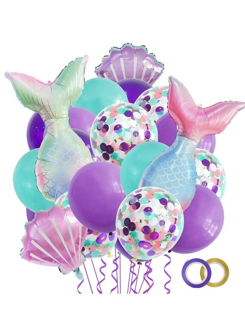 DUNISO Mermaid Tail Sea Shell Foil Balloons Mermaid Theme for The Sea Party Decoration Wedding Birthday Party Graduation Bridal Shower Background Decorations - Image 2
