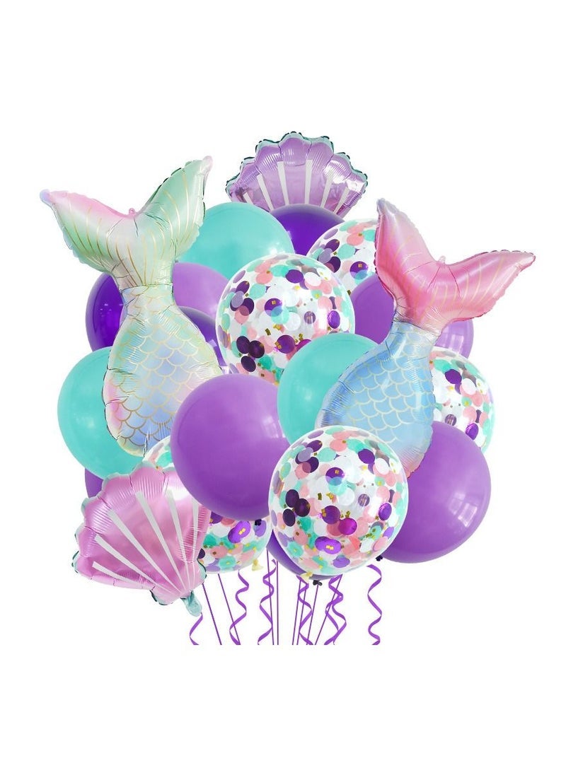DUNISO Mermaid Tail Sea Shell Foil Balloons Mermaid Theme for The Sea Party Decoration Wedding Birthday Party Graduation Bridal Shower Background Decorations - Image 1
