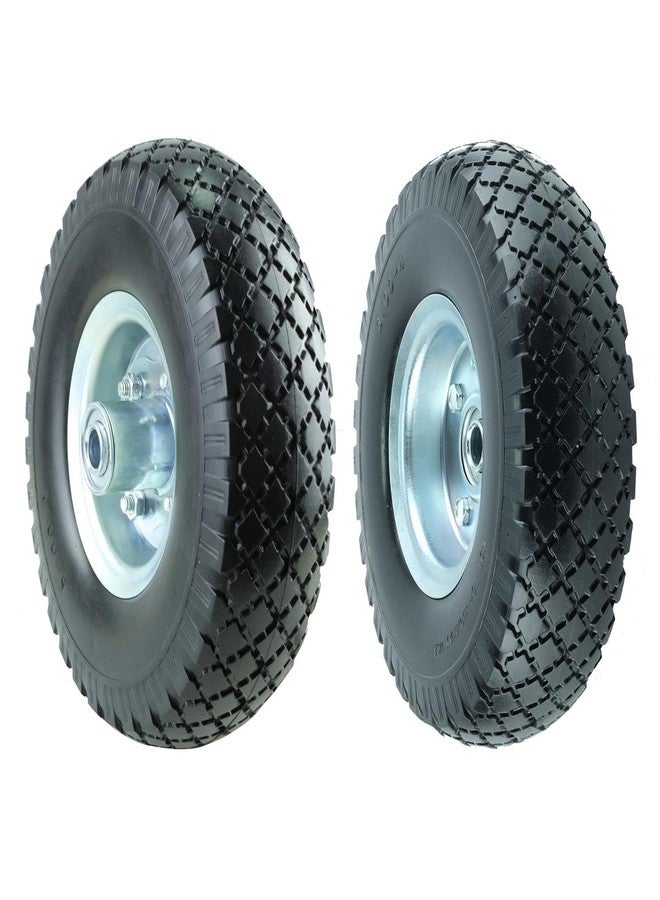KASTFORCE KF4003 Twin Pack 10-Inch Solid Rubber Tire Wheels Replacement 3.00-4 Tires Wheels Flat Free with 5/8" Bearings 2.15" Offset Hub Perfect for Hand Truck Wheelbarrow Garden Cart Non-Flat Wheel - Image 2