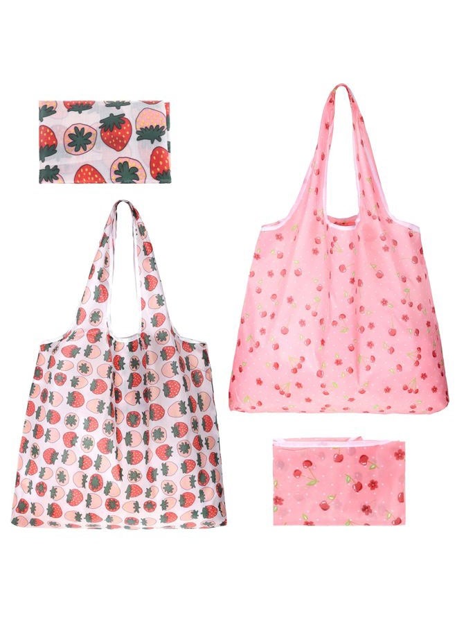 YBEATY 2 Pcs Reusable Shopping Bags Cute Extra Large Foldable Bag Travel Waterproof Totes Pouch Washable Polyester Bag in Pocket Kitchen Daily Grocery Bags Supplies - Image 1