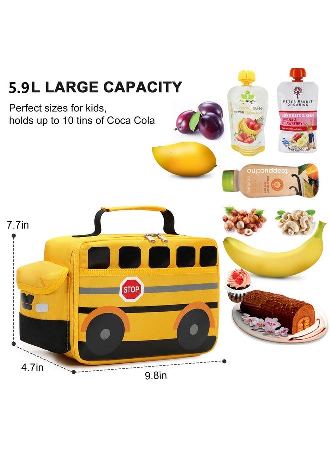Bluboon Insulated Lunch Box for Kids Boys Girls School Lunch Bags Reusable Cooler Thermal Meal Tote for Picnic (Yellow School bus) - Image 2