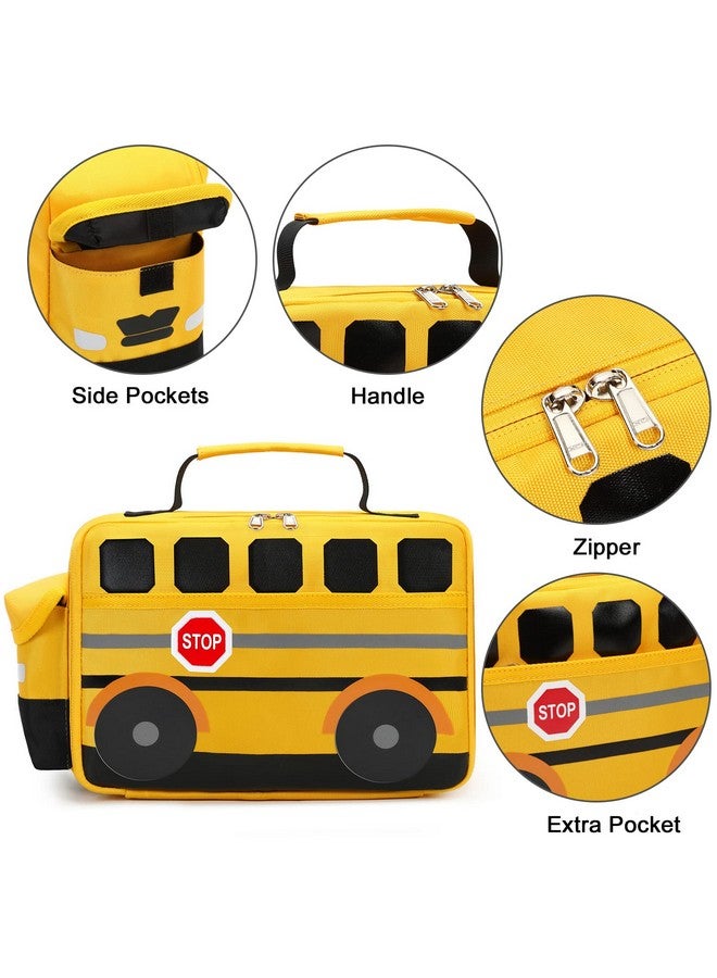 Bluboon Insulated Lunch Box for Kids Boys Girls School Lunch Bags Reusable Cooler Thermal Meal Tote for Picnic (Yellow School bus) - Image 3