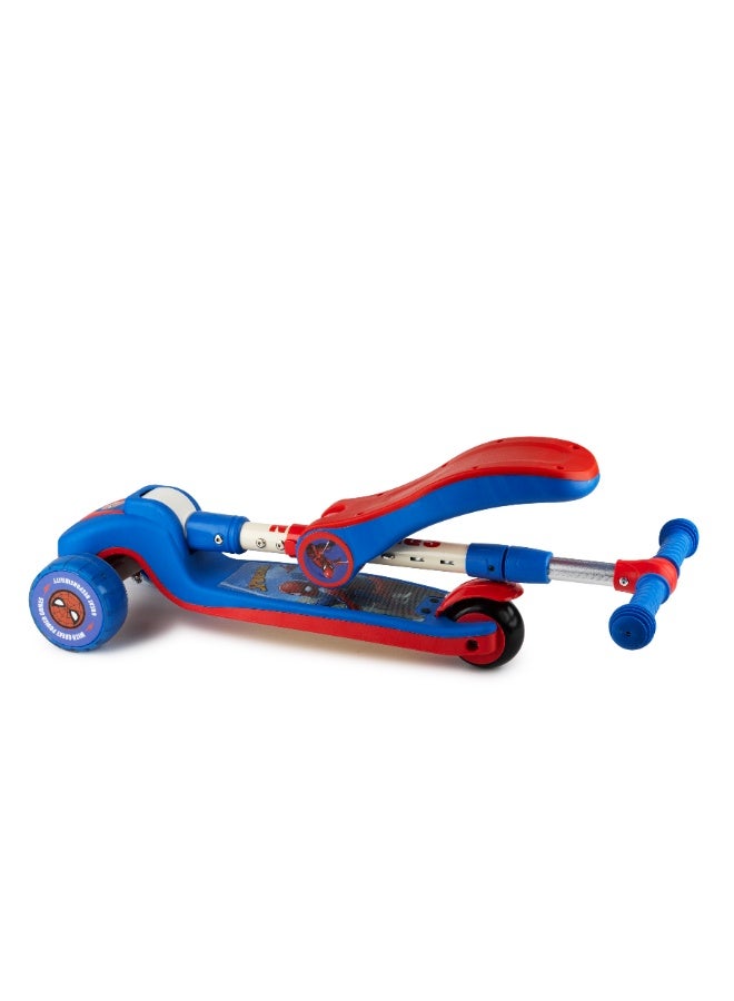 Disney Spider-Man 2-in-1 Foldable Twist Scooter for Kids - 30 Adjustable Height - Flashing Wheels - Foldable Kids Scooter 3 Wheel with Removable Seat - Ages 3 to 8 - Aluminium Frame - Red - Image 3
