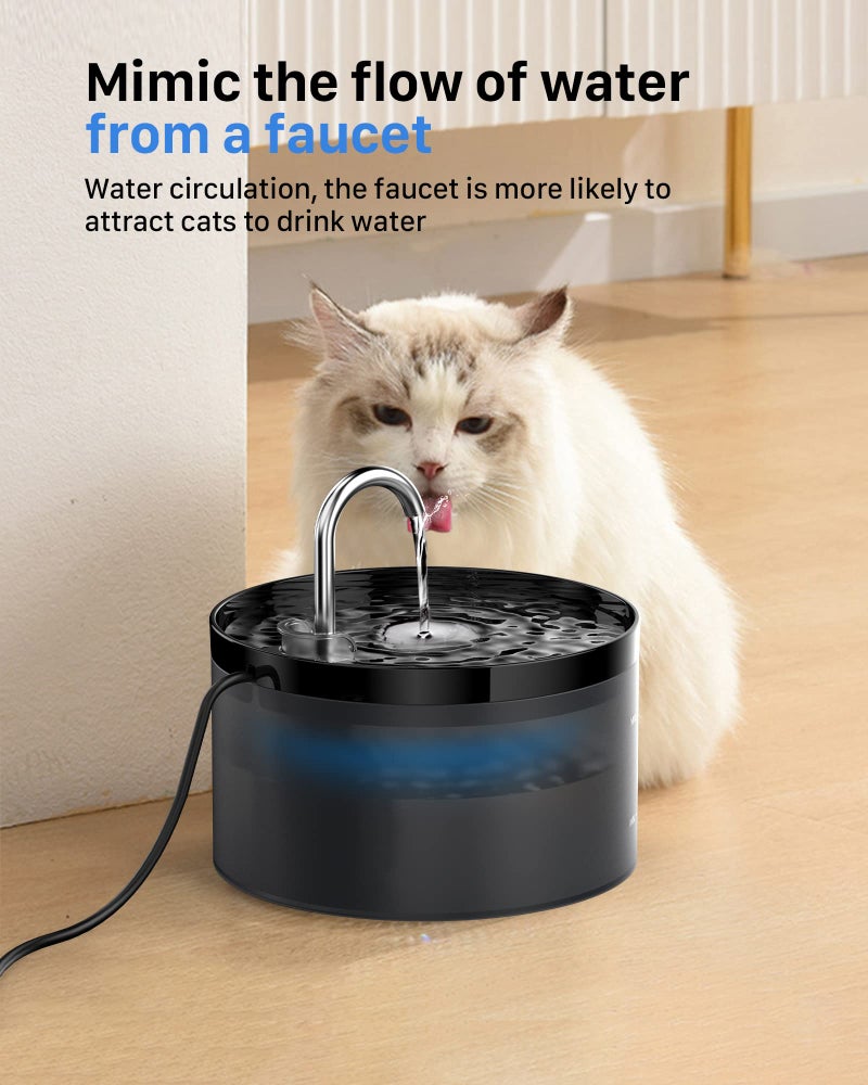 GIOTOHUN Cat Water Fountain: Dog Bowl Fountains - Automatic Pet Dispenser - Dogs Drinking Waterer Bowls Indoor - Auto Watering Dish Supplies - Easy Cleaning Animal Machine - Quiet 67oz/2L Kitty Drink Fountain - Image 3