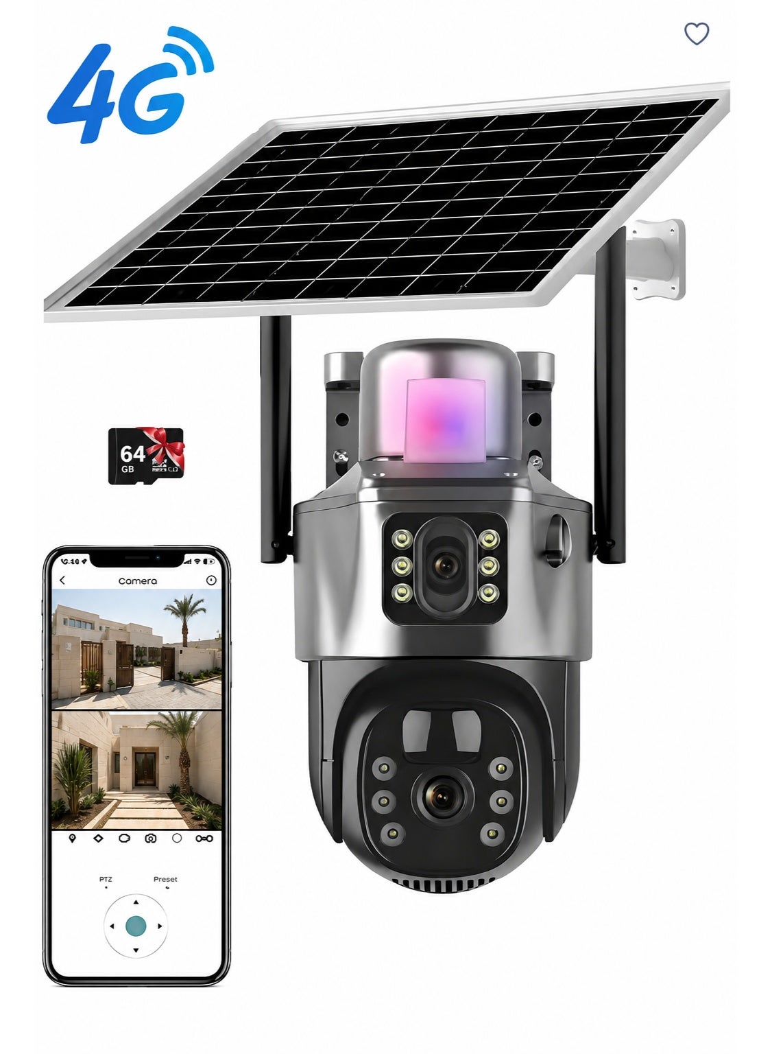 Blink Blink Solar Outdoor Security Camera Dual Lens Ptz 64GB Z5A52D82404D386A591DBZ