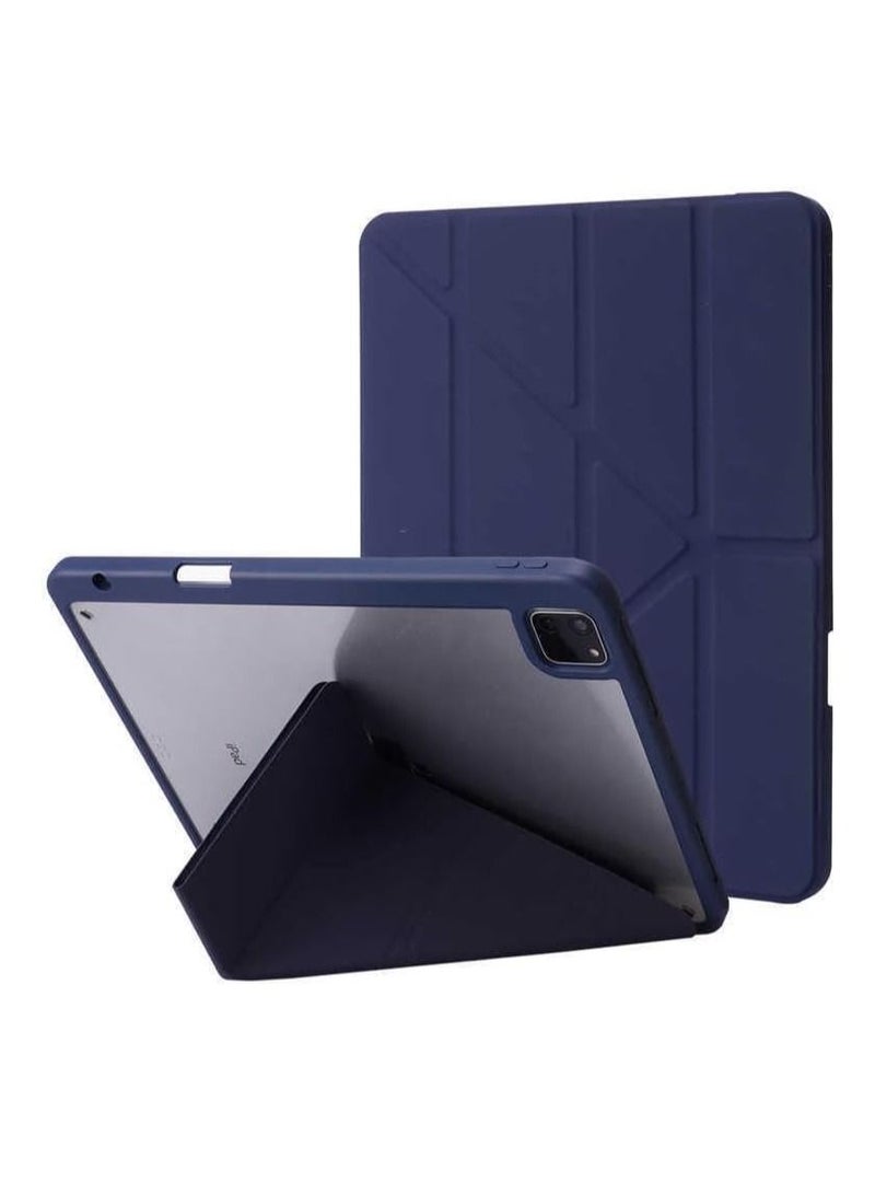 IAF Hybrid Slim Case for iPad Air 5th Generation (2022) / iPad Air 4th Generation (2020) 10.9 Inch - [Built-in Pencil Holder] Shockproof Cover with Clear Transparent Back Shell, Navy